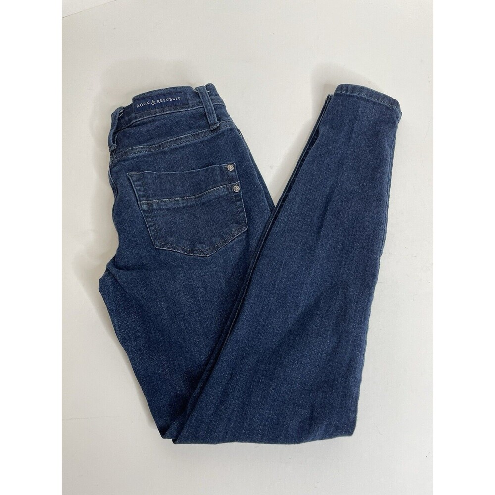 Rock & Republic Jeans Womens 2M Kashmiere Studded Pockets Blue R010216